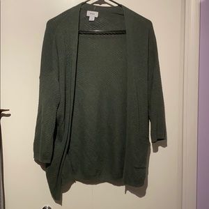green cardigan sweater